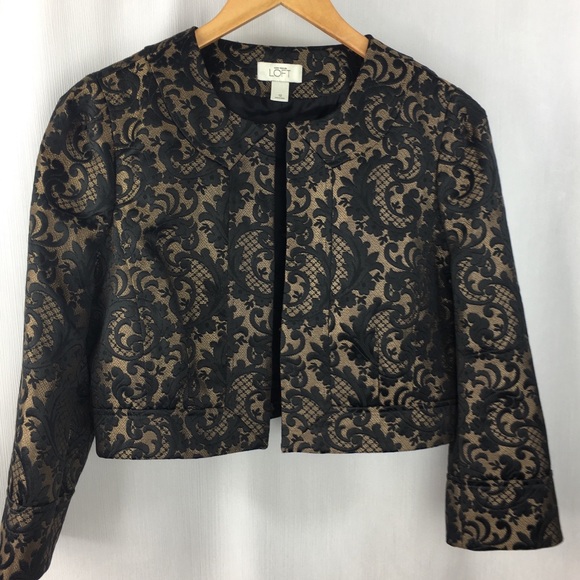 Ann Taylor jacquard bolero/shrug (black and gold) - Picture 6 of 6